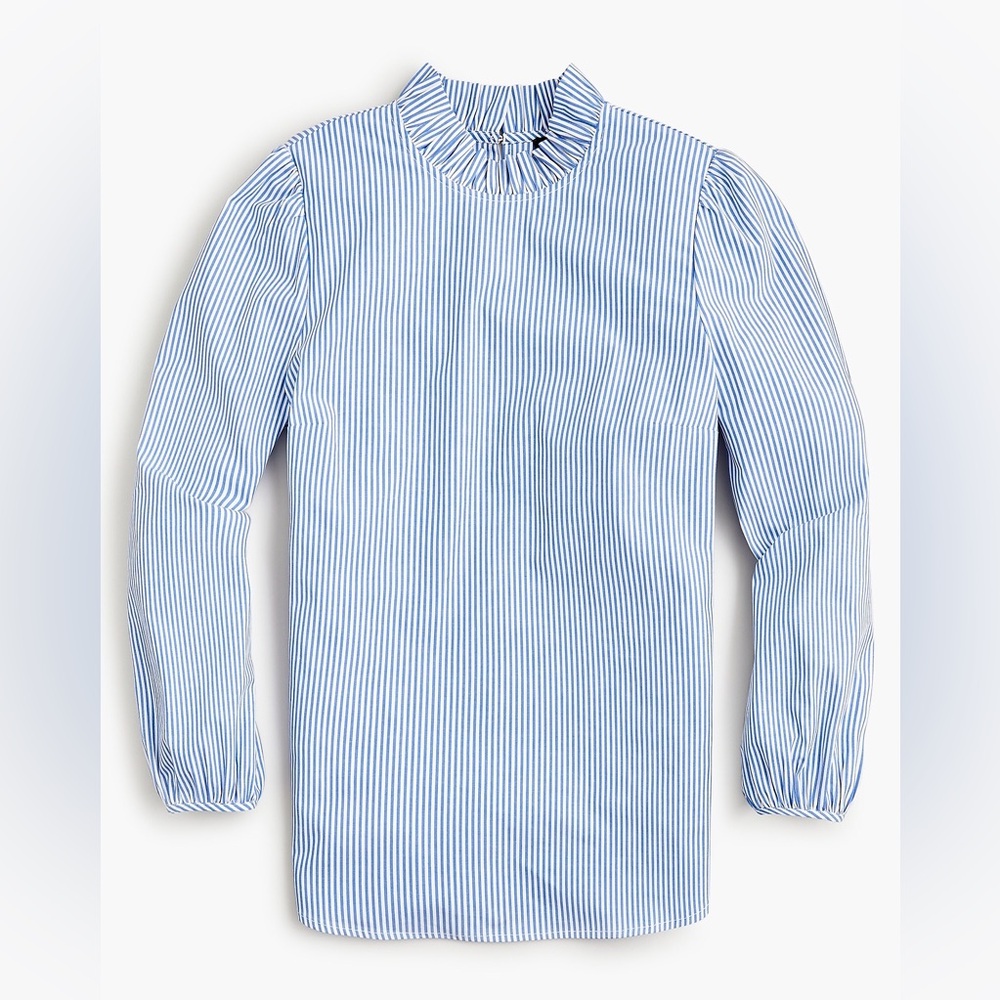 J.Crew Long-sleeve ruffleneck top - stripe